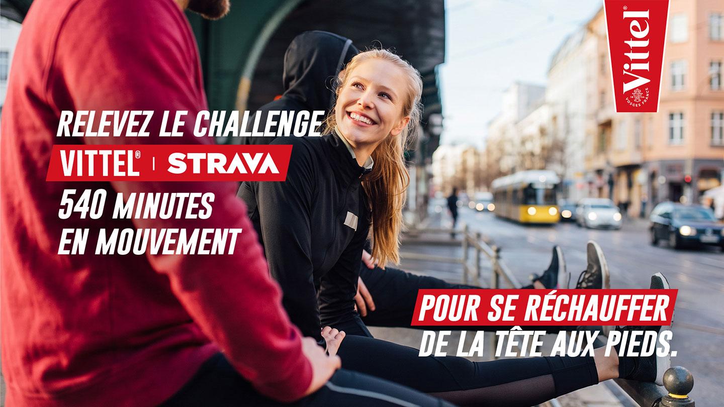 Vittel Strava 540-minute movement challenge with people exercising outdoors