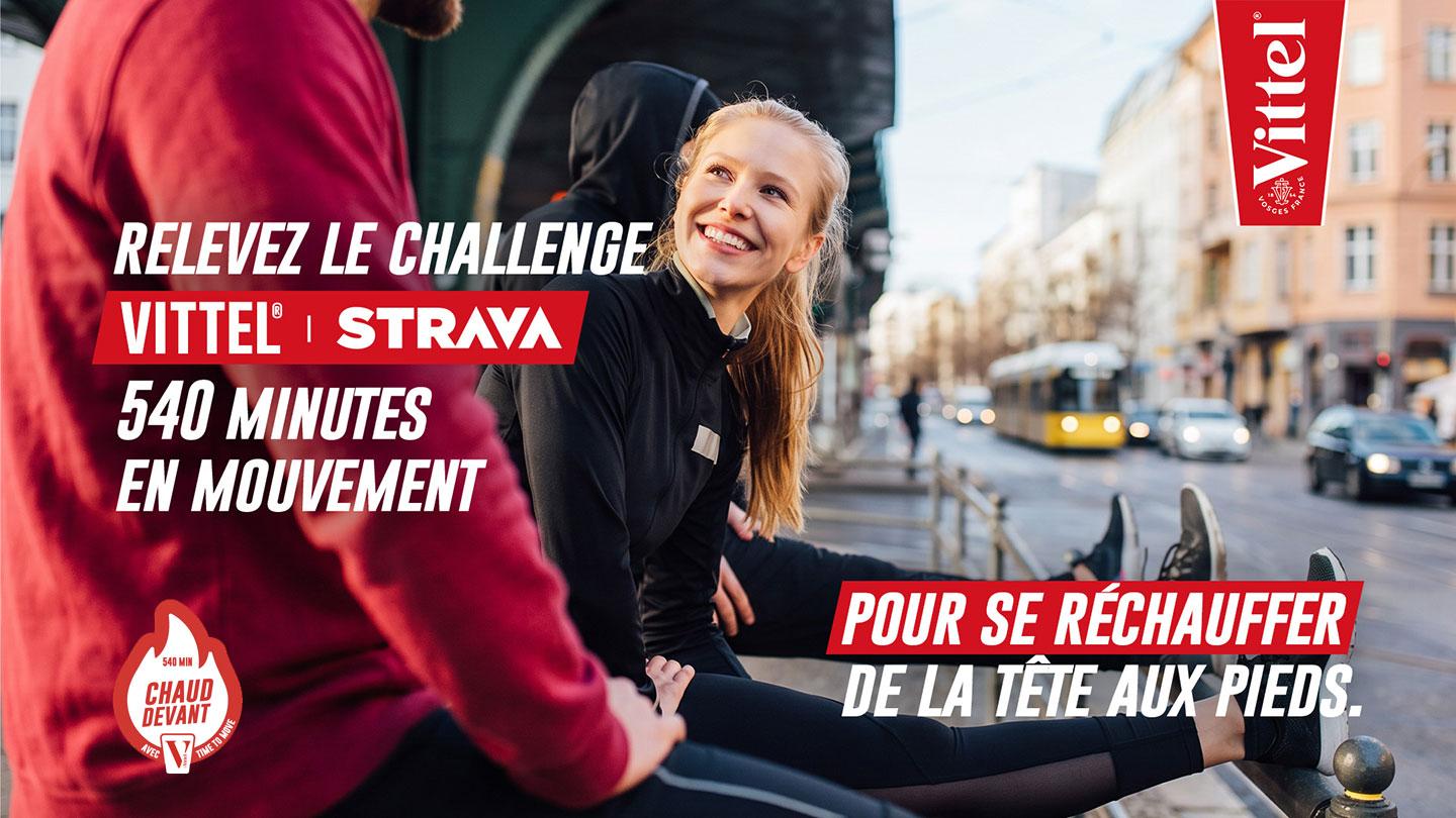 Vittel Strava 540-minute movement challenge with people exercising outdoors