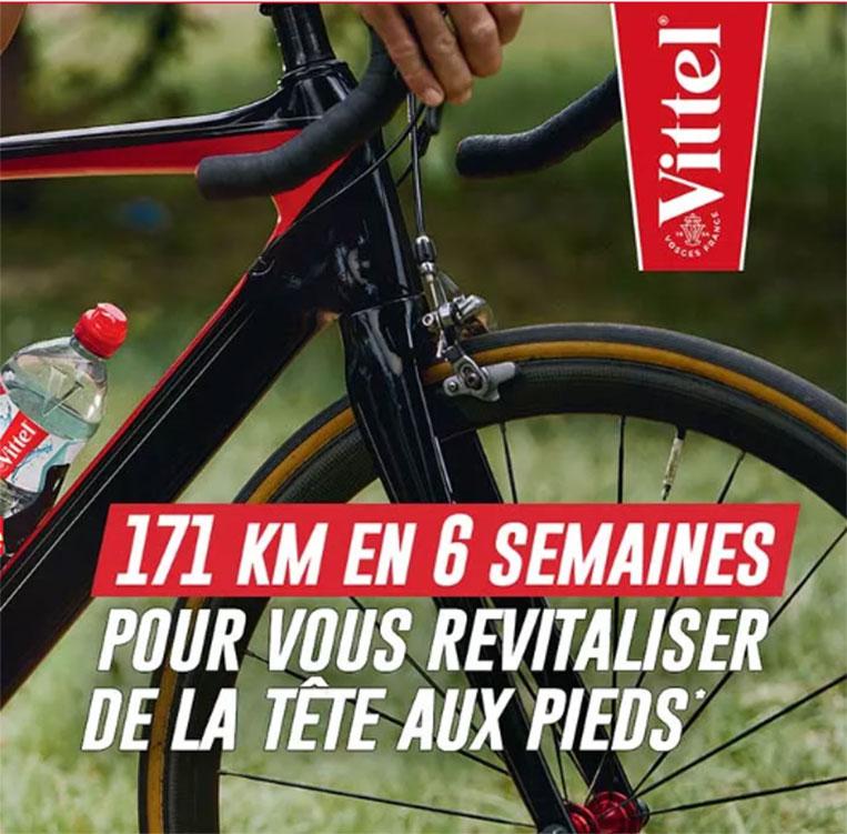 Road bicycle with Vittel water for the 171 km cycling challenge
